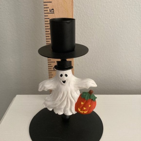 Halloween Ghost with Pumpkin Taper Candles - Picture 2 of 6